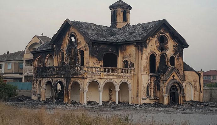 Fire damaged church