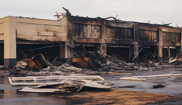 Fire damaged retail store