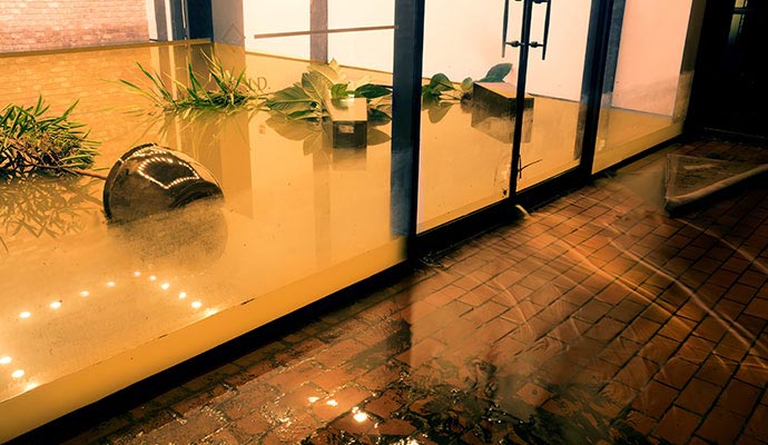 Flood damaged commercial space