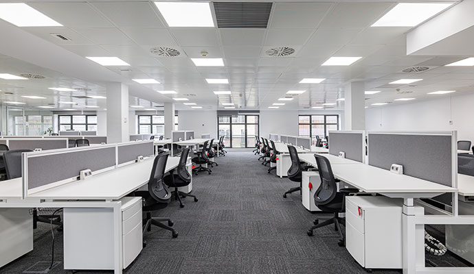 Inside view of a large office space