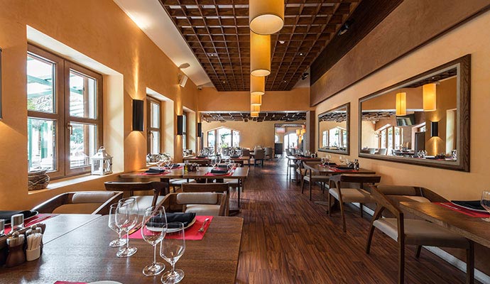 Interior view of a well-decorated restaurant