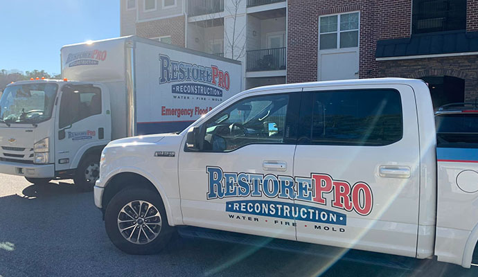 RestorePro Reconstruction service vehicles