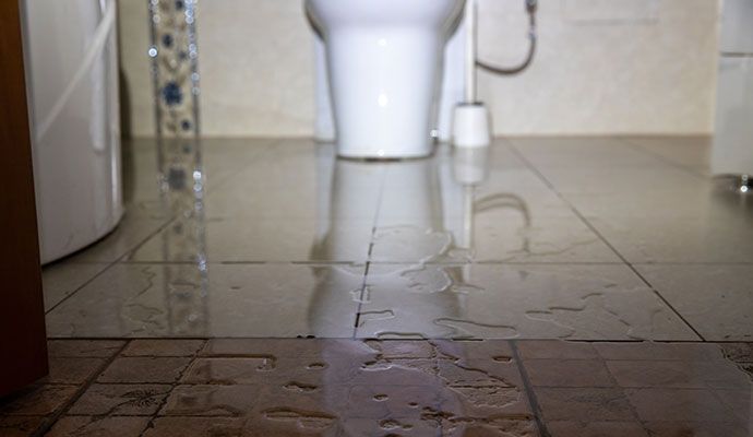 Water damaged toilet floor