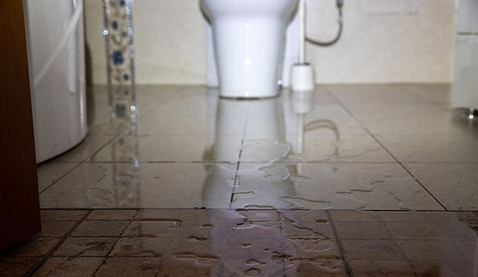 Wet bathroom floor