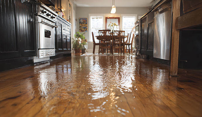 Water damaged kitchen floor
