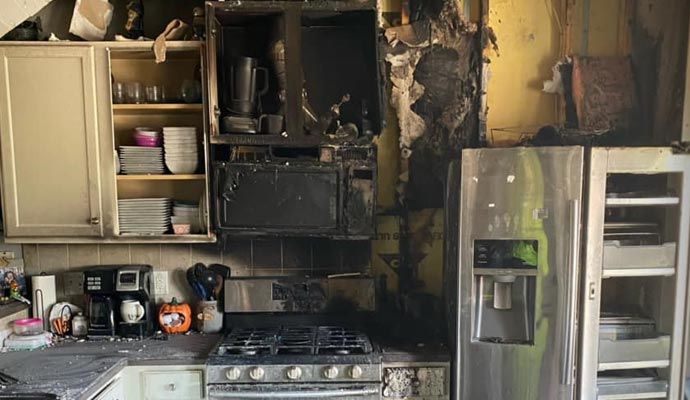 Fire damaged kitchen