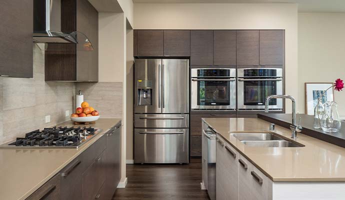 Modern kitchen with home appliances