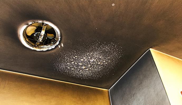 Soot damage on the ceiling