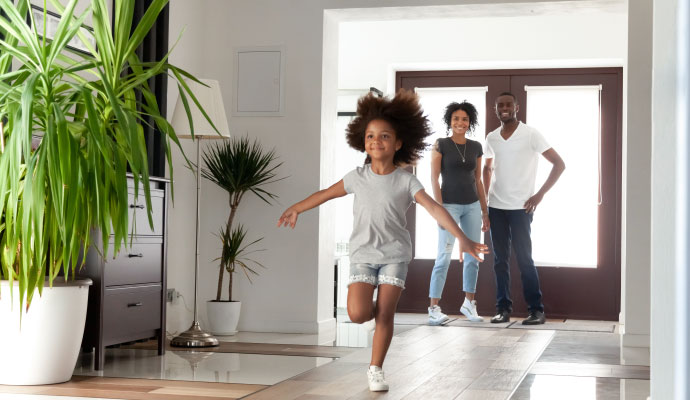 Happy family clean house