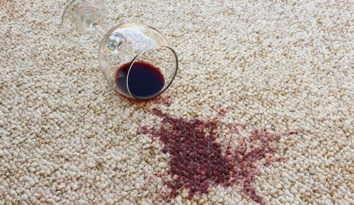 Red wine stained carpet
