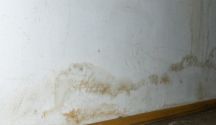 Water damaged drywall stains