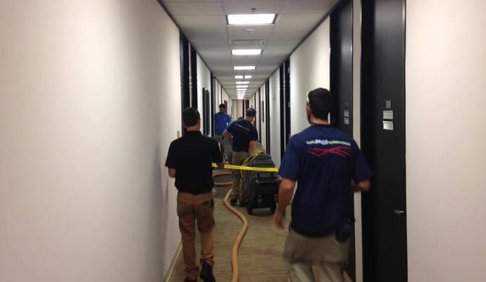 Water damage restoration service in a commercial space