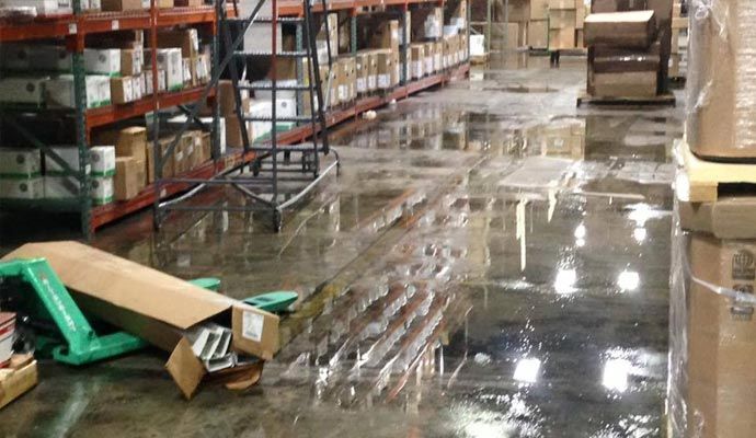 Flooded commercial space