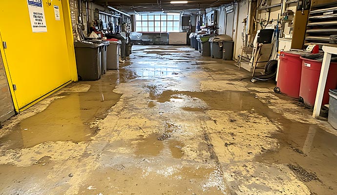 Standing water on garage concrete floor