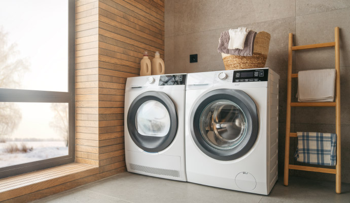 Washer and dryer in a laundry room