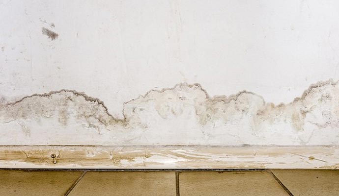 Water damaged drywall