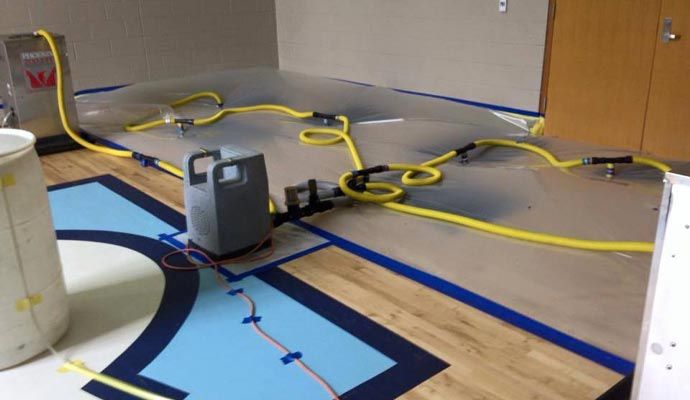 Water damaged floor drying