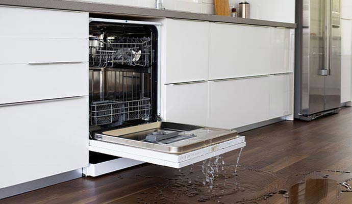 Water leaking from dishwasher