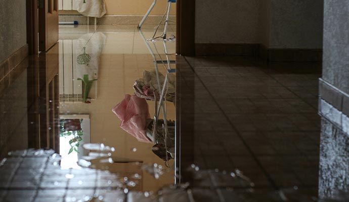 Water damaged tile floor