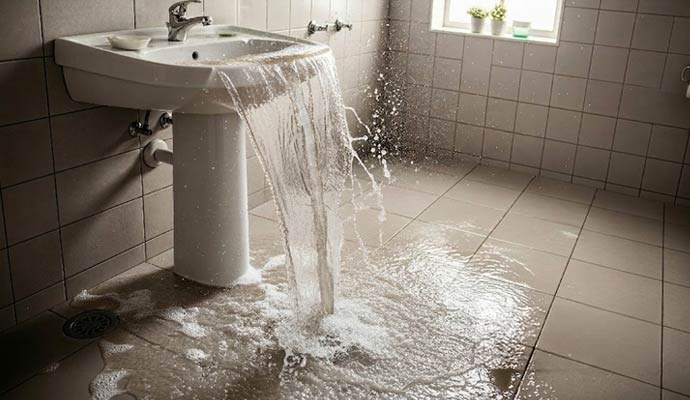 Water overflow from bathroom sink
